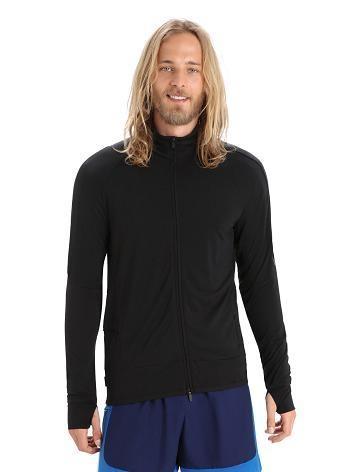 Men's Icebreaker ZoneKnit™ Merino Long Sleeve Zip Hoodie Black | CA 1686ZUTG